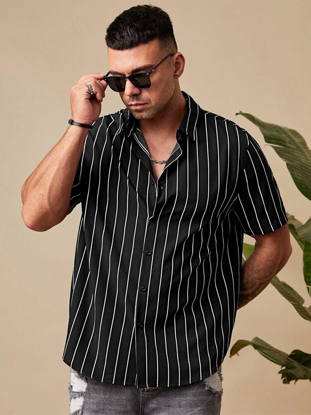 eyebogler printed opaque striped casual shirt