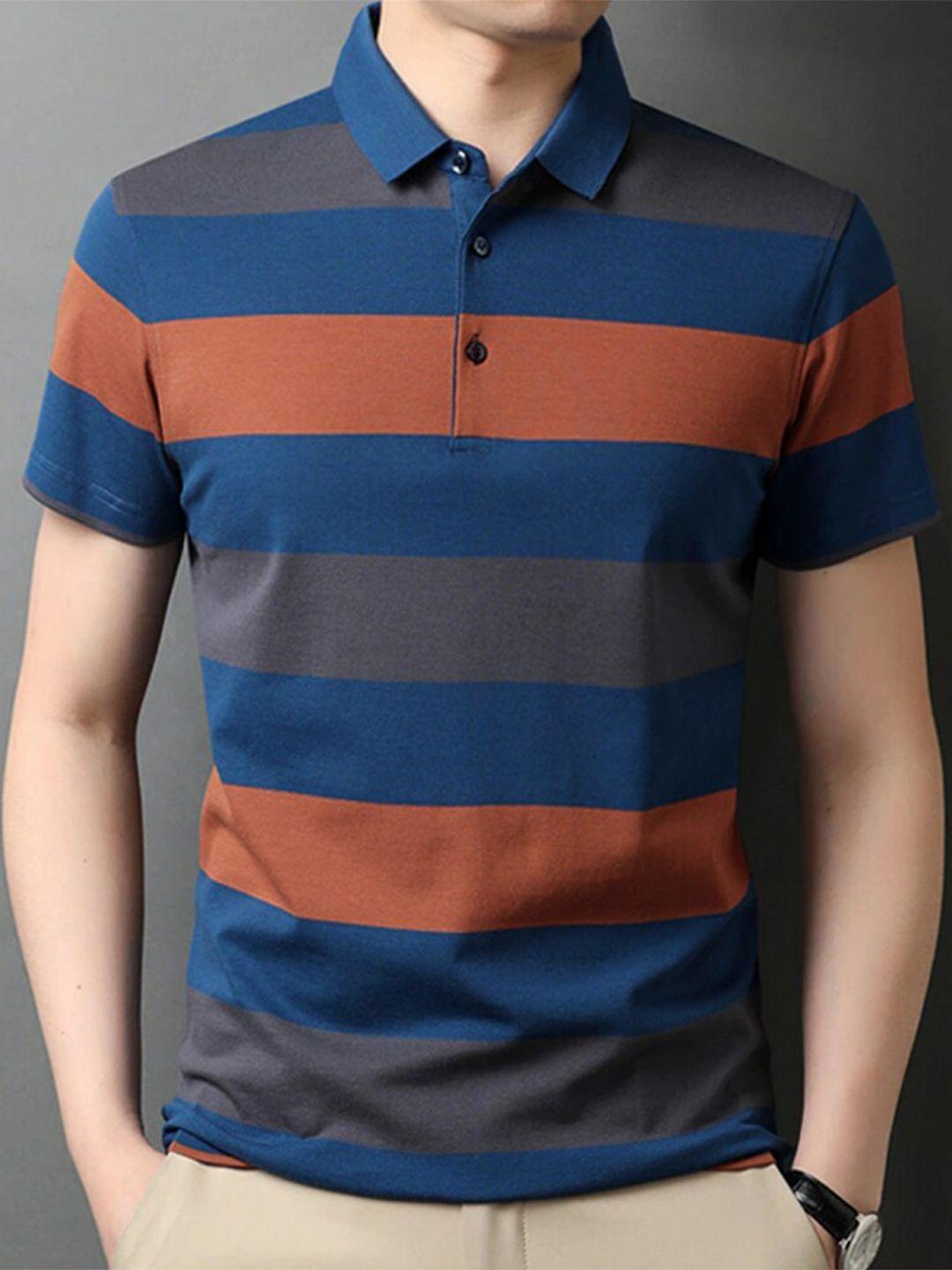 eyebogler striped half sleeve cotton polo t-shirt