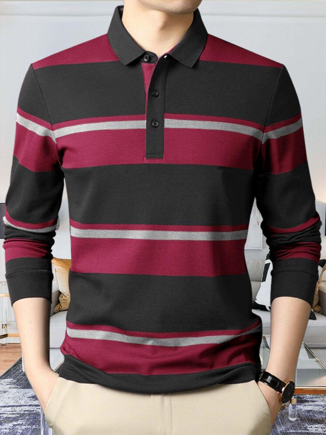 eyebogler striped polo collar cotton t-shirt