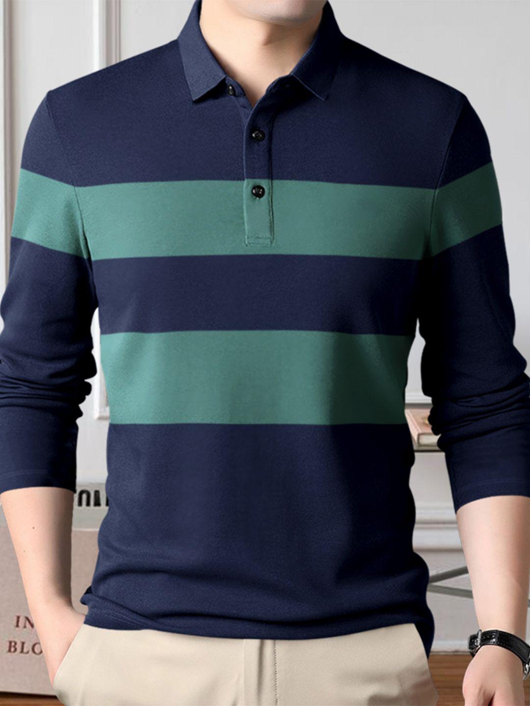 eyebogler striped polo collar cotton t-shirt