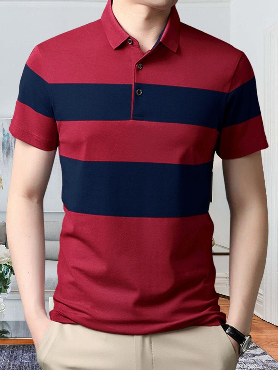 eyebogler striped polo collar cotton t-shirt