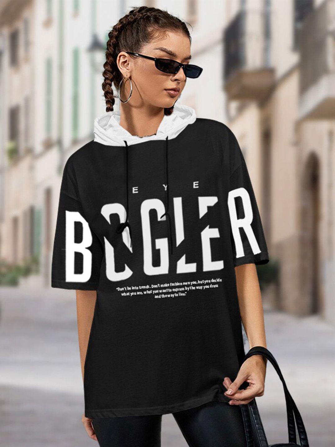 eyebogler typography printed hooded drop shoulder oversized cotton t-shirt