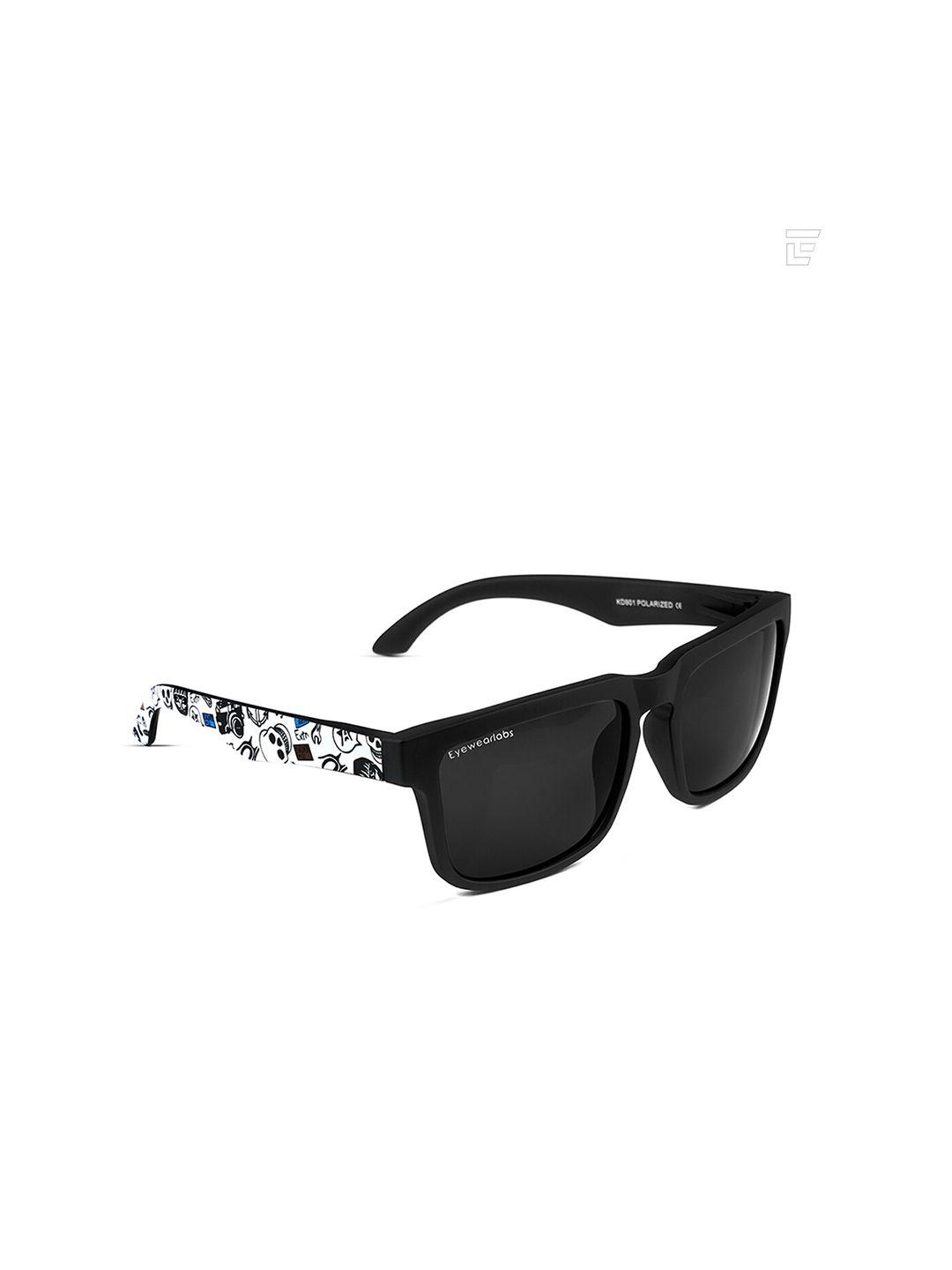 eyewearlabs unisex black lens & black wayfarer sunglasses with polarised and uv protected lens