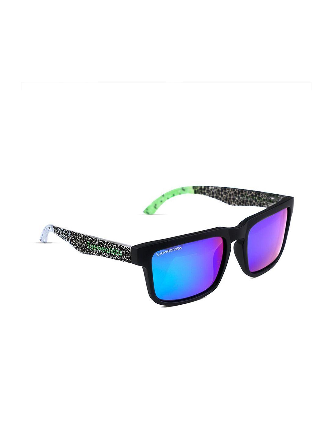 eyewearlabs unisex blue lens & black wayfarer sunglasses with polarised and uv protected lens