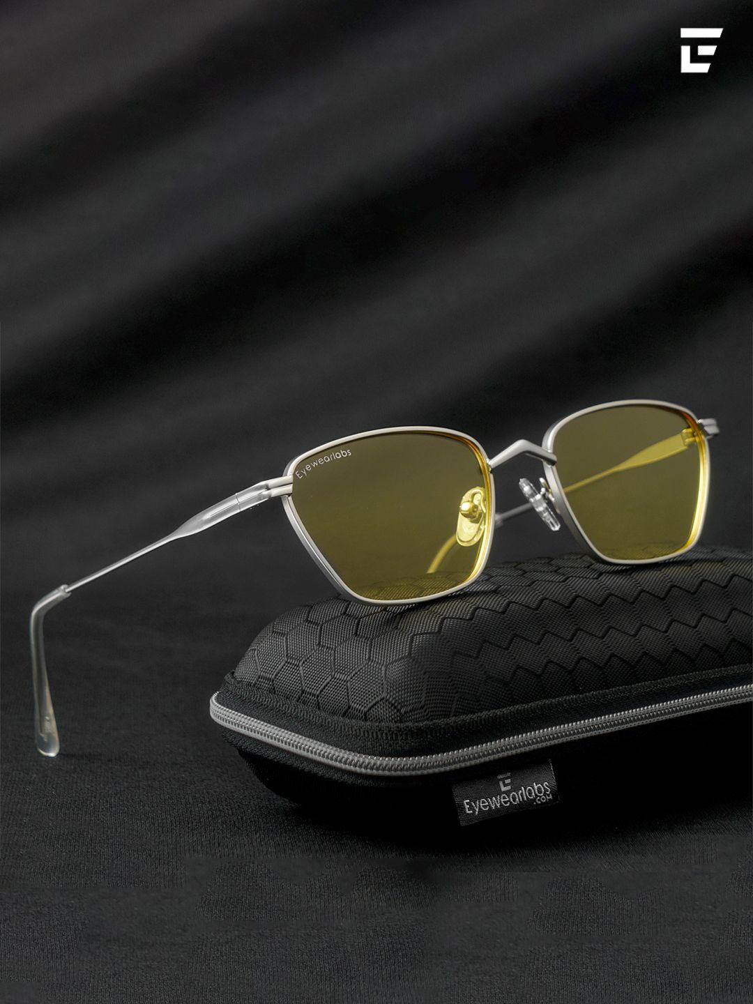 eyewearlabs lens & rectangle sunglasses with polarised lens candrewyellowsc2el1143