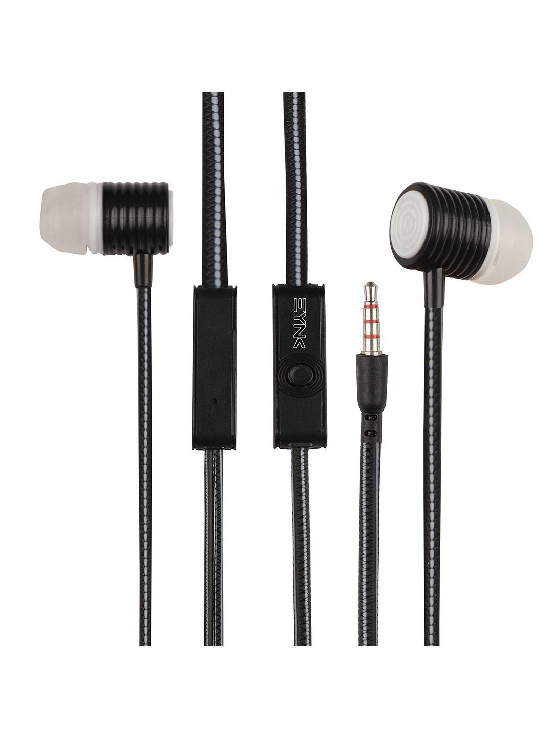 eynk black & white solid in-ear wired earphones