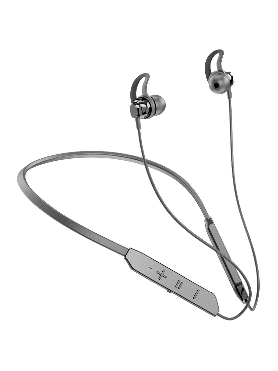 eynk grooves bt-max grey solid wireless neckband with sports fit hibass & ipx4
