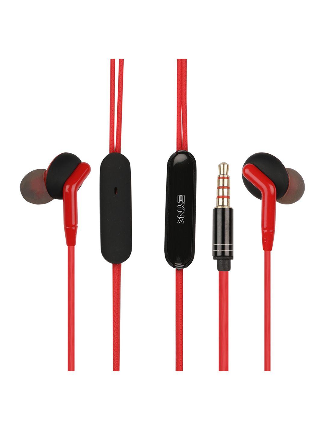 eynk red & black solid in-ear wired earphones