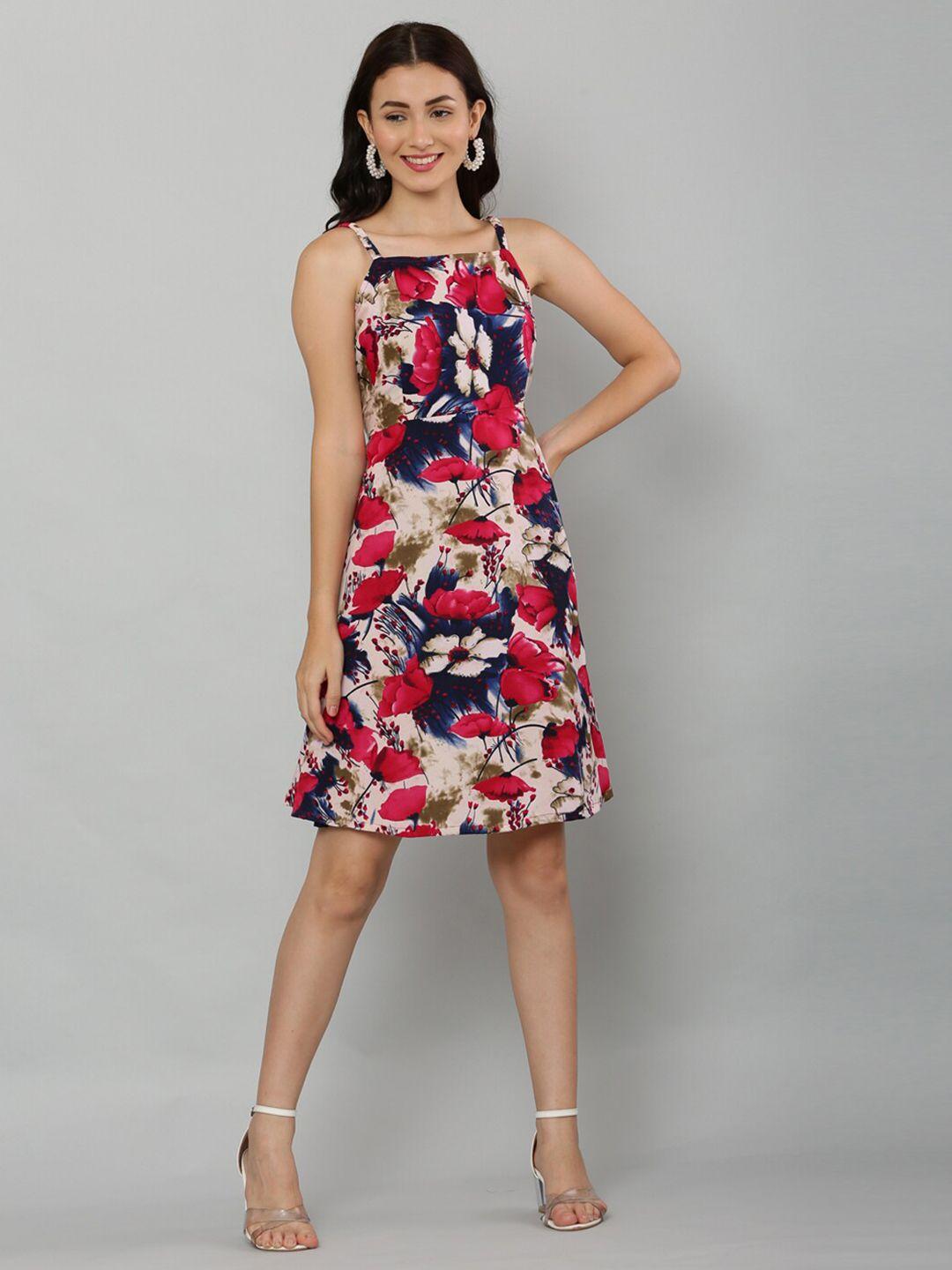 ezis fashion multicoloured floral crepe dress