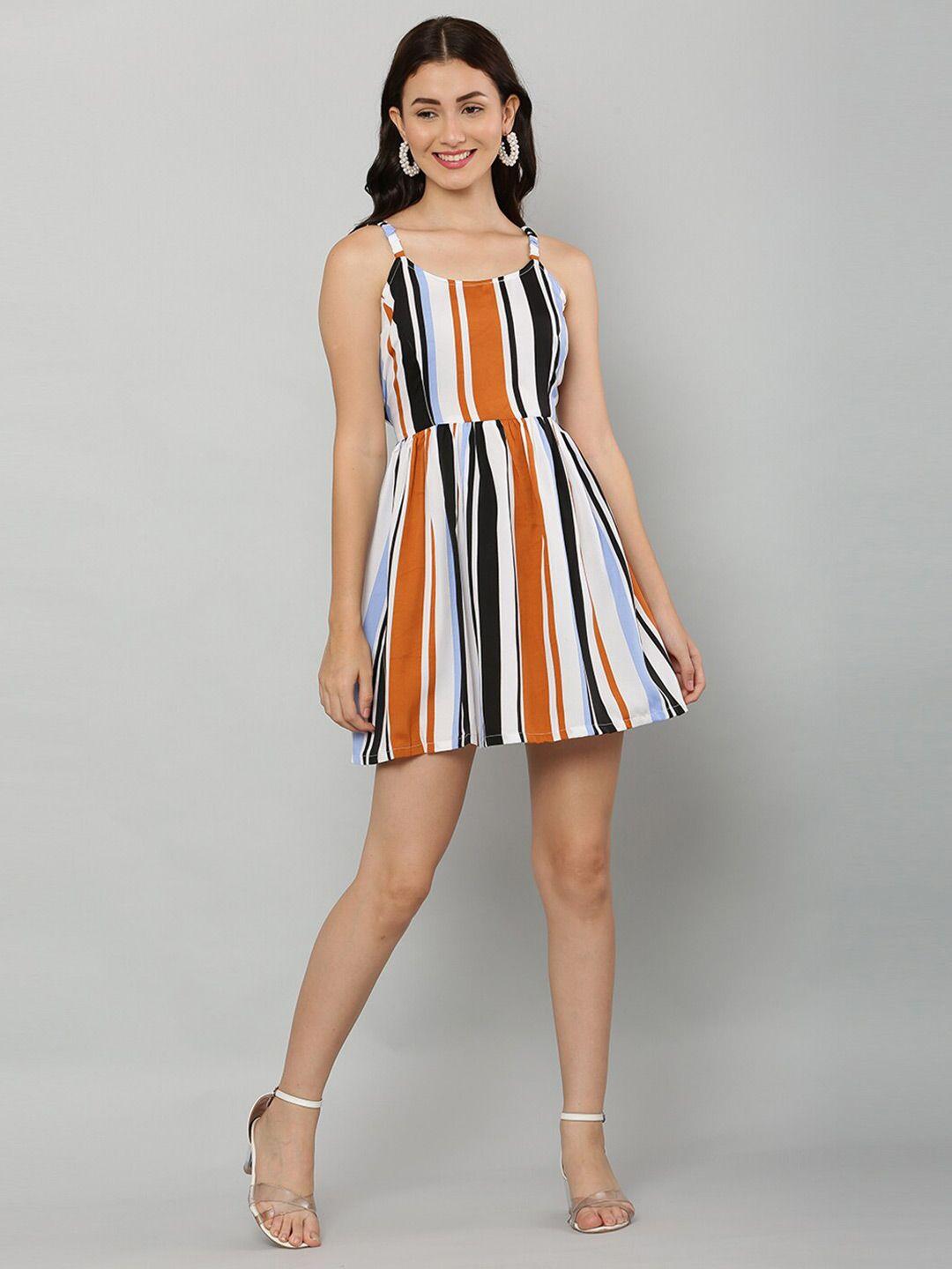 ezis fashion multicoloured striped crepe dress