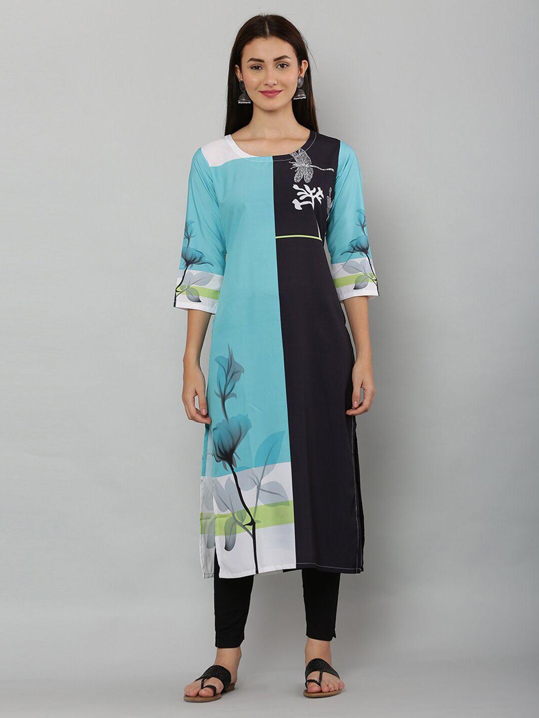 ezis fashion woman blue abstract print kurta