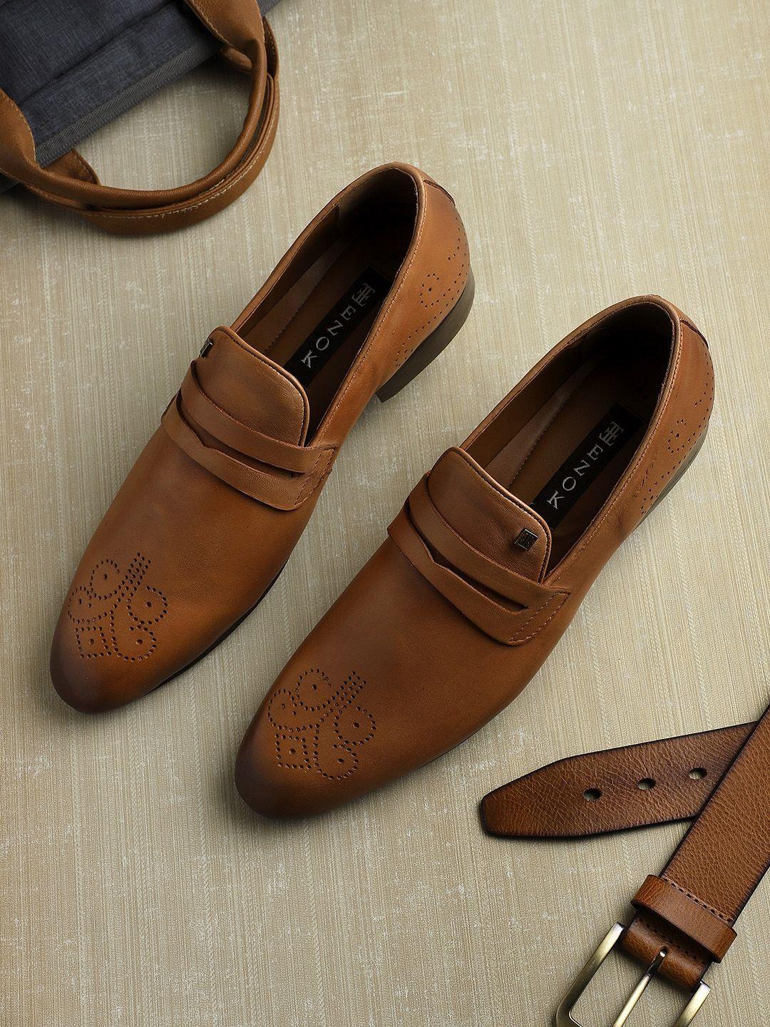 ezok men tan-coloured solid slip-on shoes