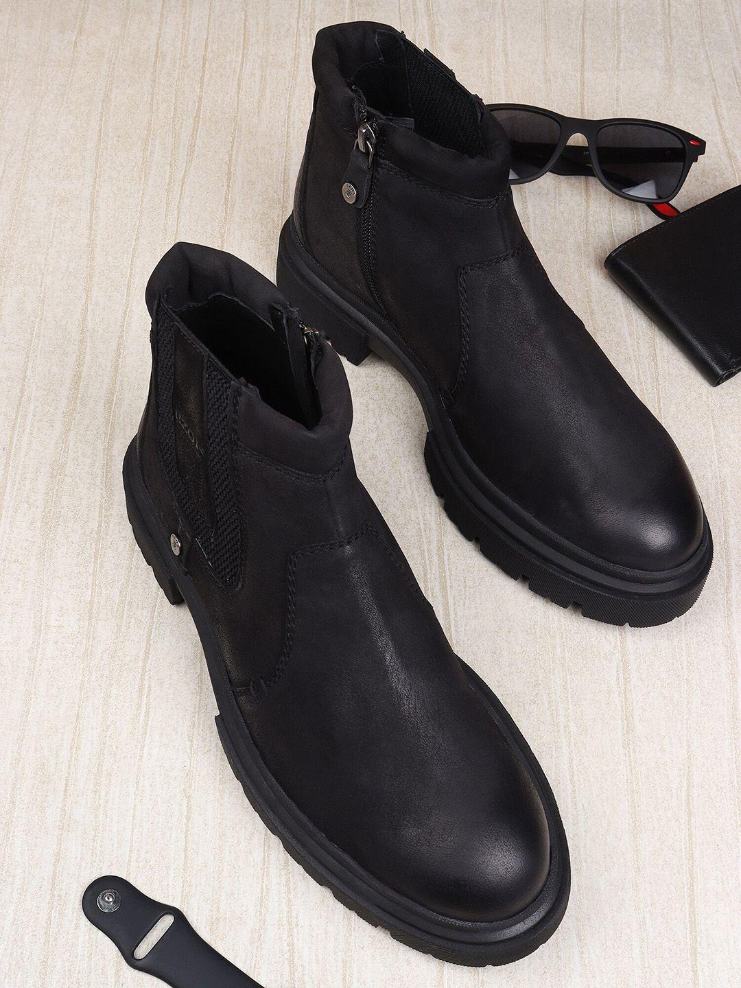 ezok men black solid leather chelsea boots