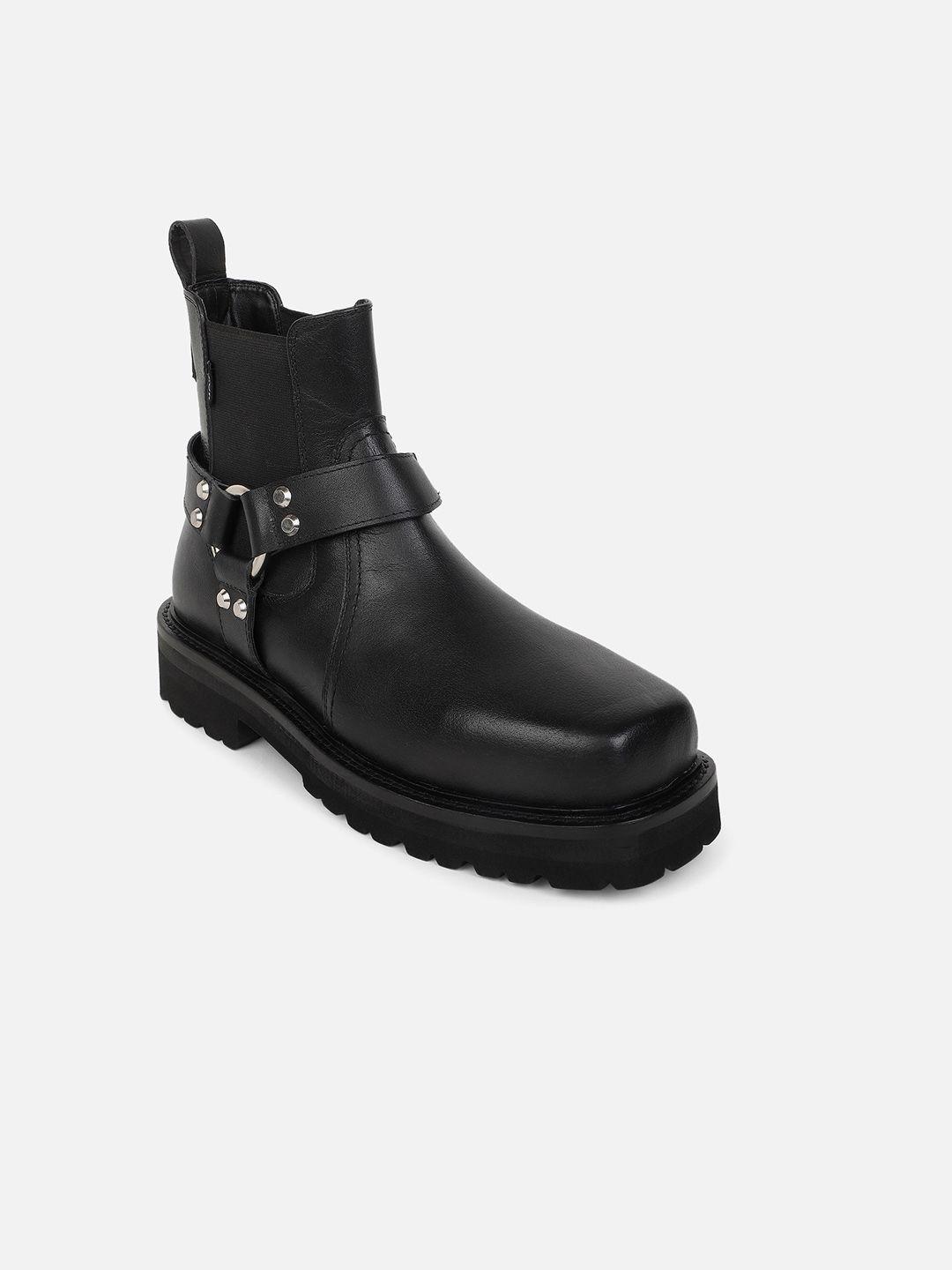 ezok men buckle-detail leather slip-on boots