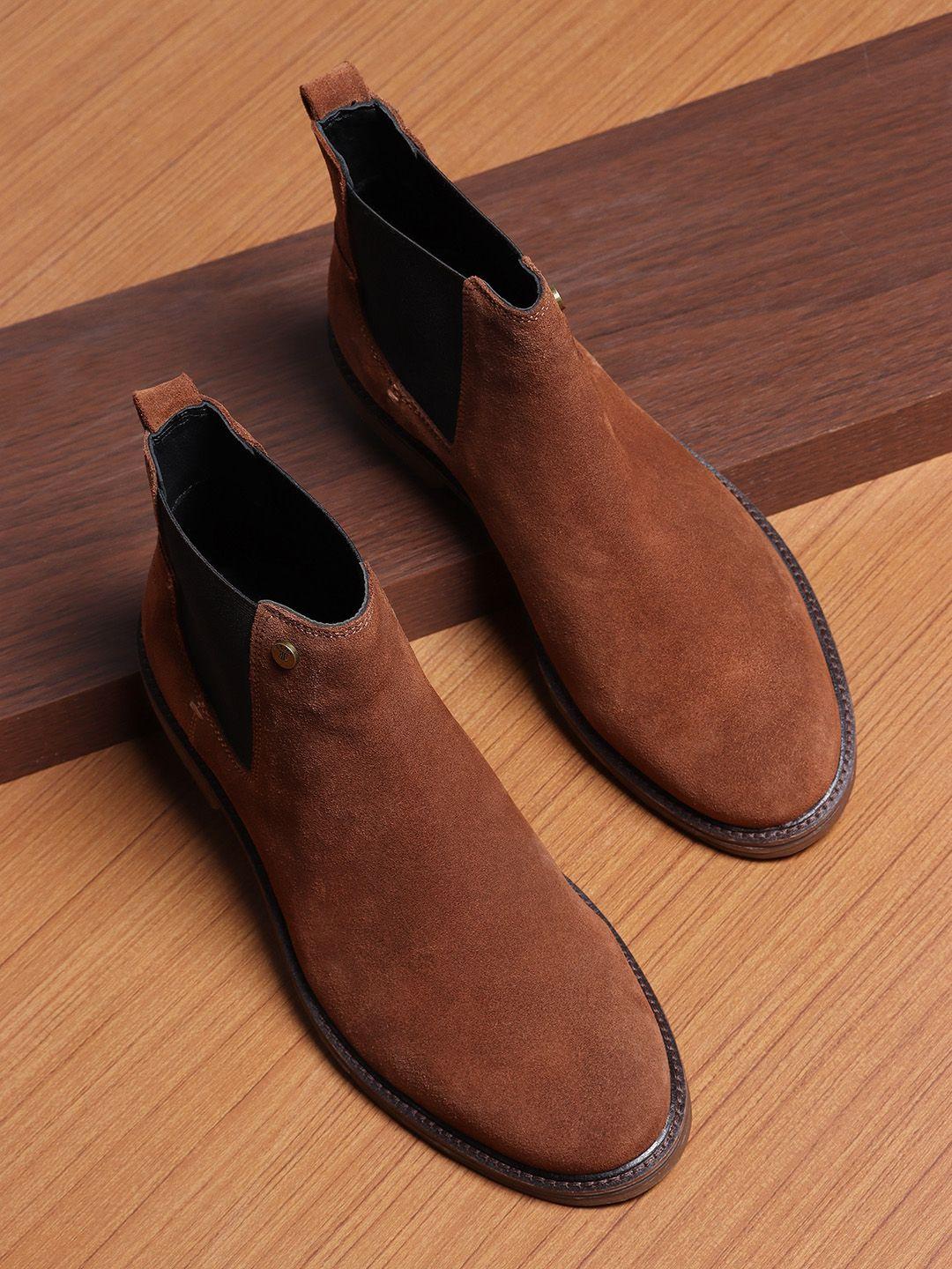 ezok men camel brown leather chelsea boots