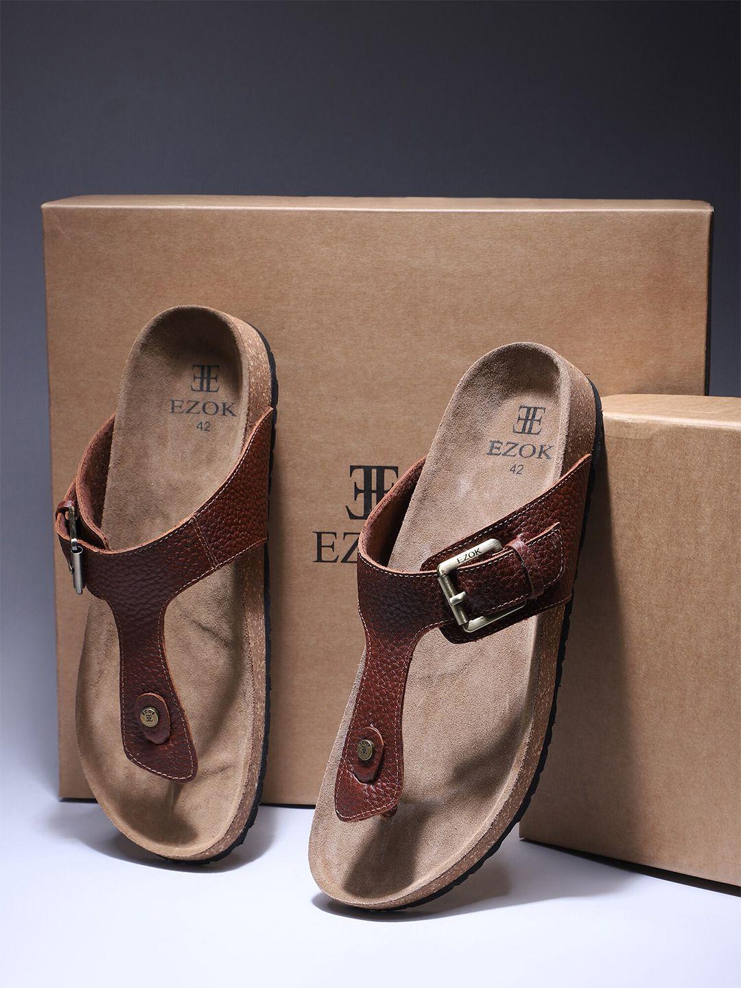ezok men textured leather comfort sandals