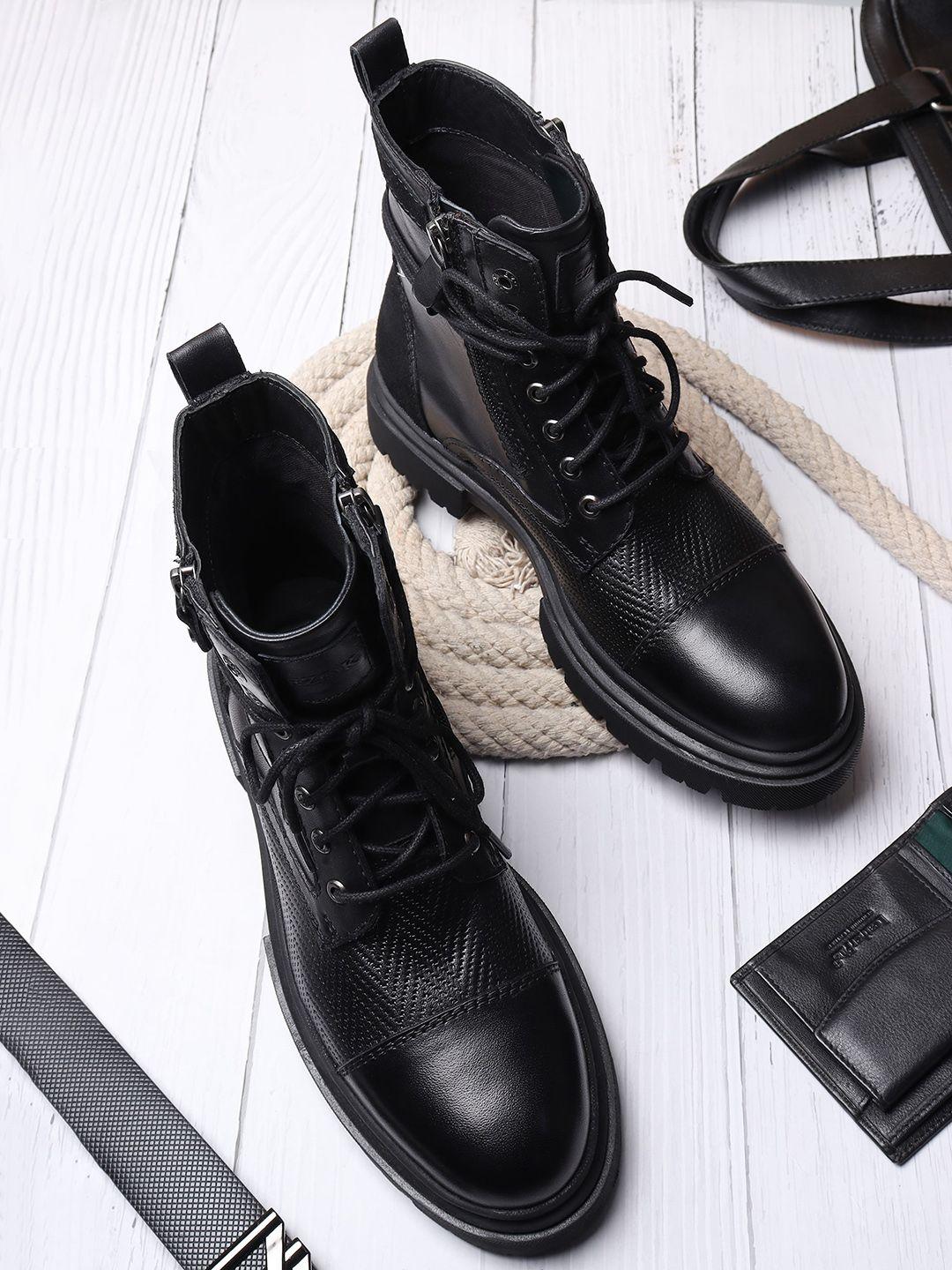 ezok men textured leather regular boots