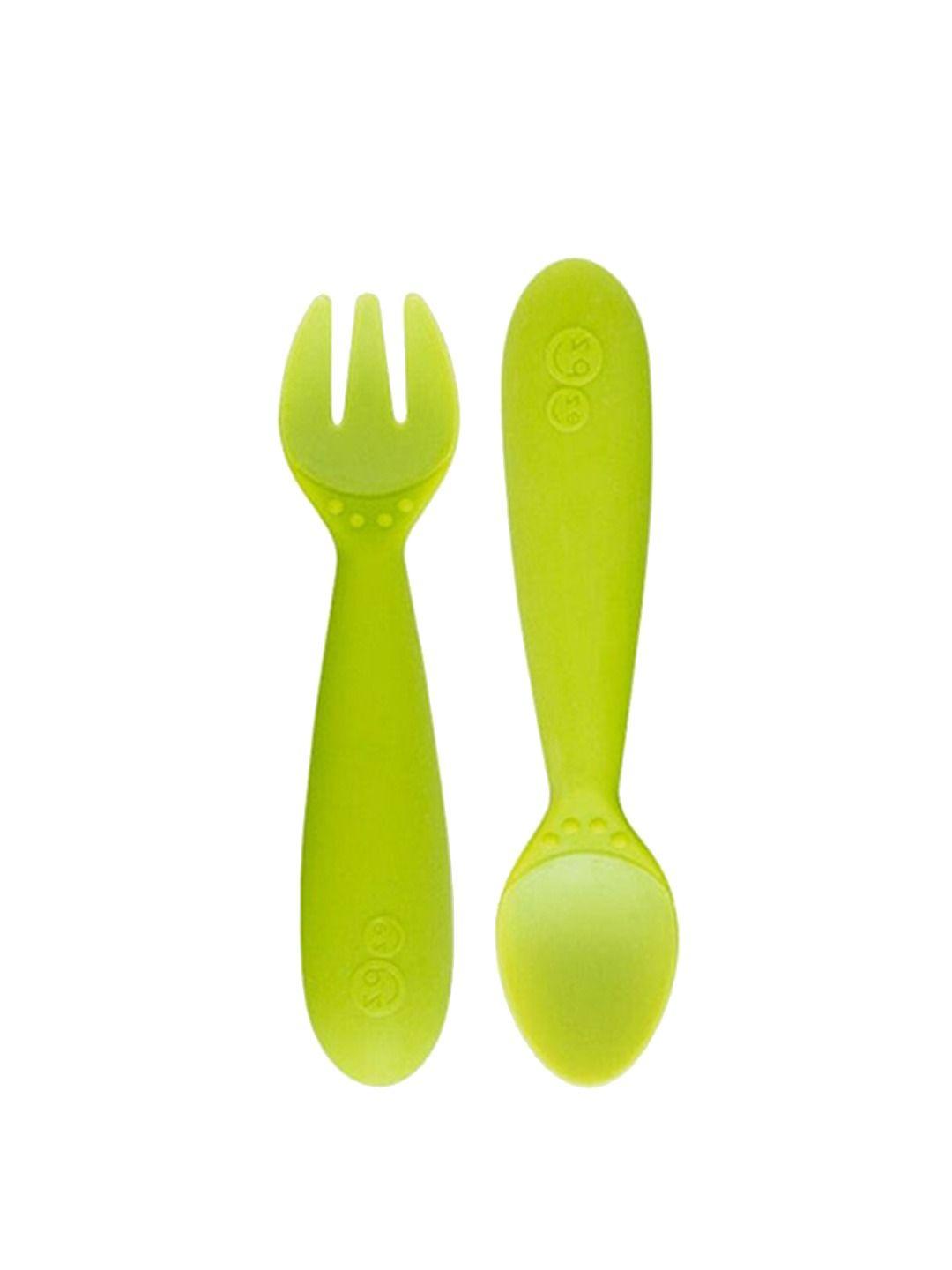 ezpz kids lime green mini utensil set