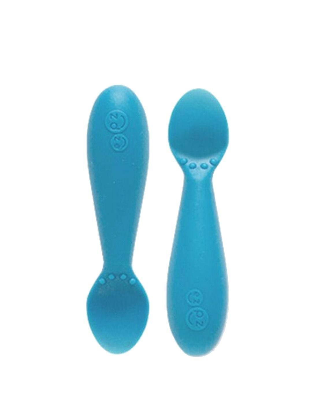 ezpz kids set of 2 blue silicon tiny spoon