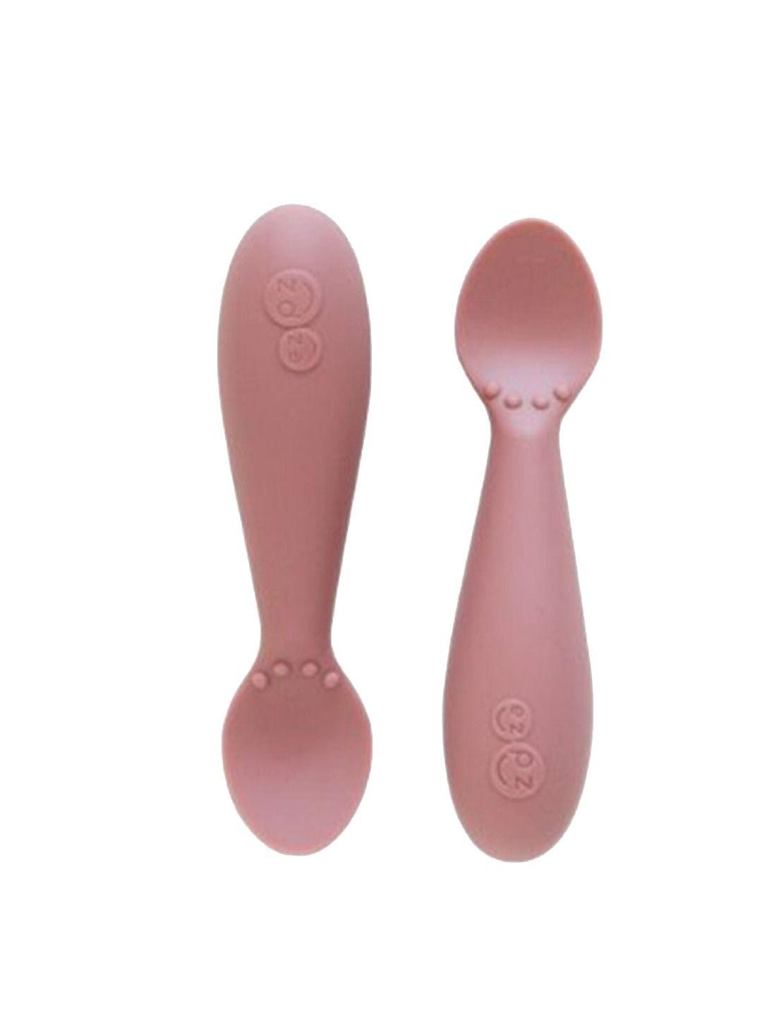 ezpz kids set of 2 pink silicon spoon