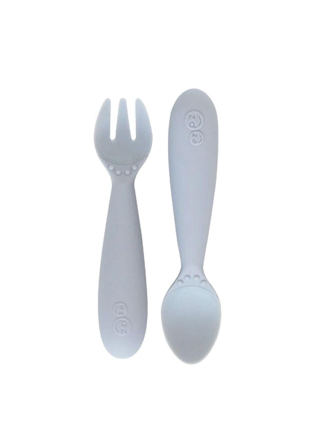 ezpz unisex kids silver fda mini set of spoon & fork