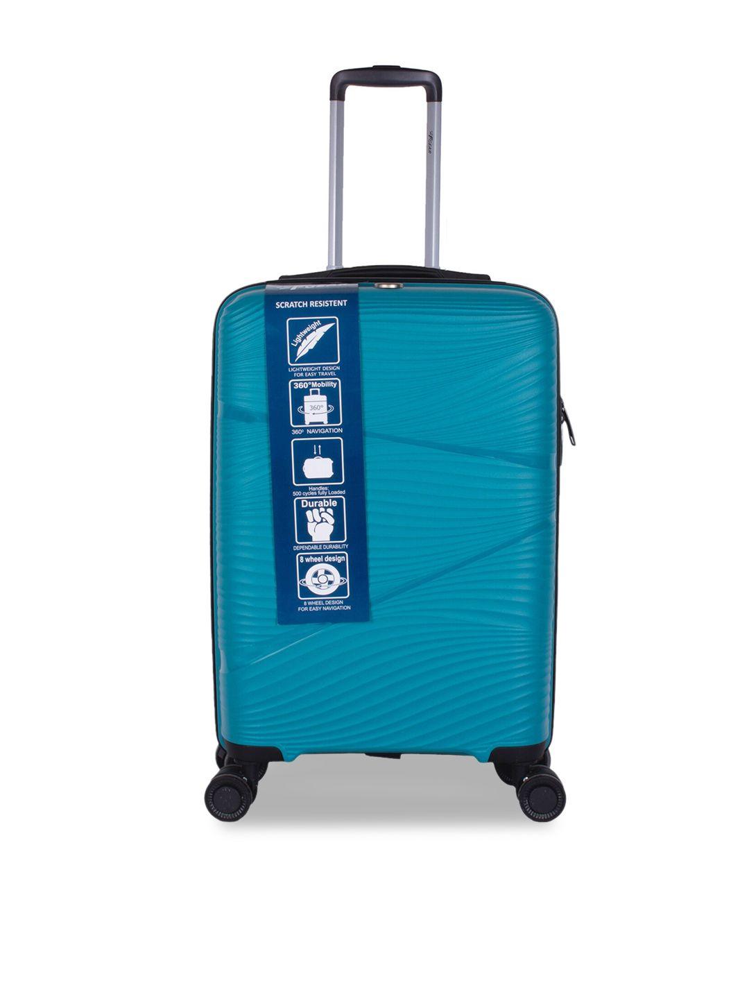 f gear blue textured hard-sided large trolley bag