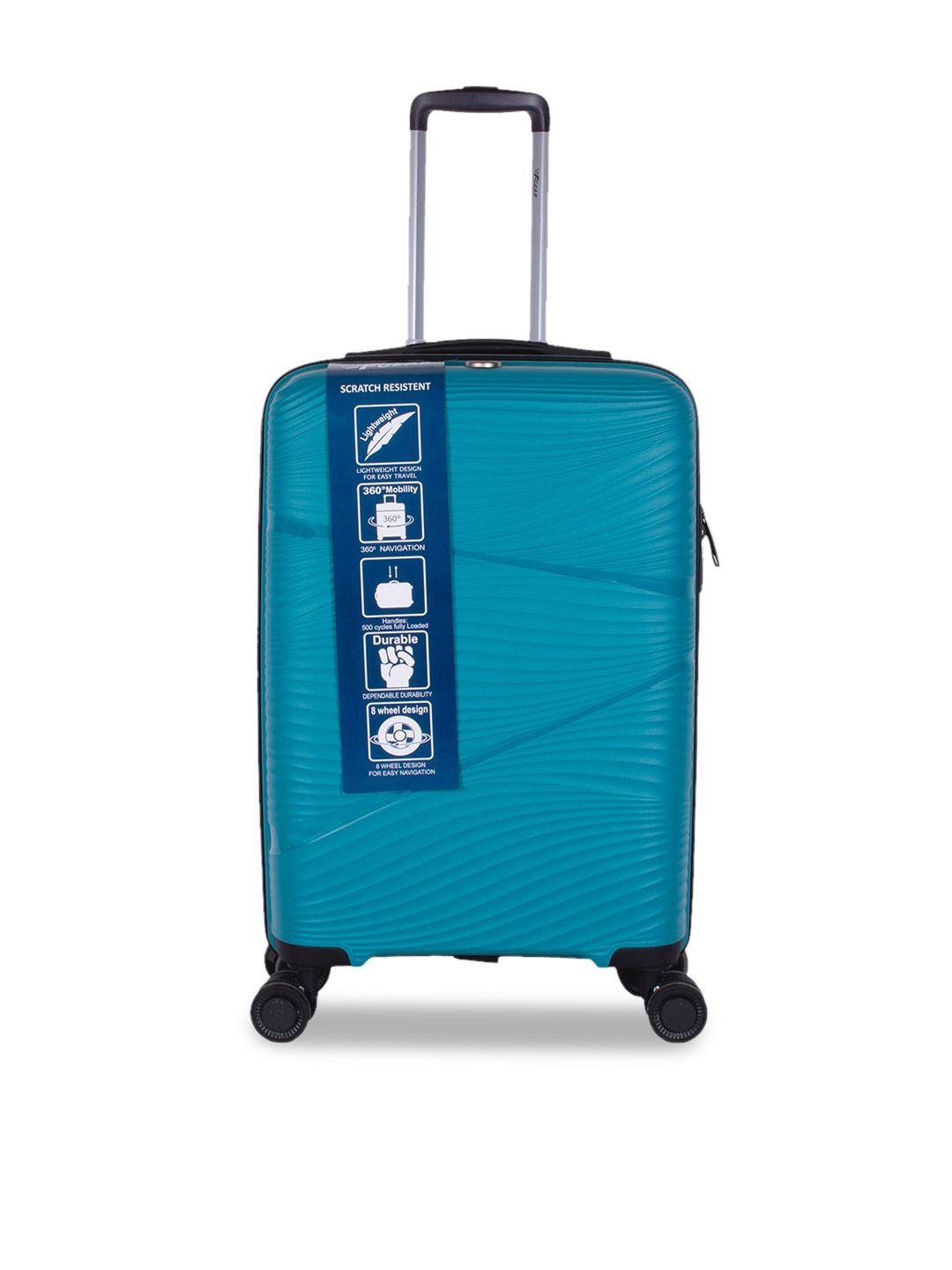 f gear blue textured hard-sided medium trolley bag