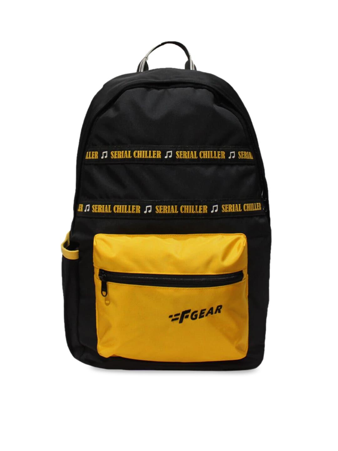 f gear unisex black & yellow colourblocked medium backpack