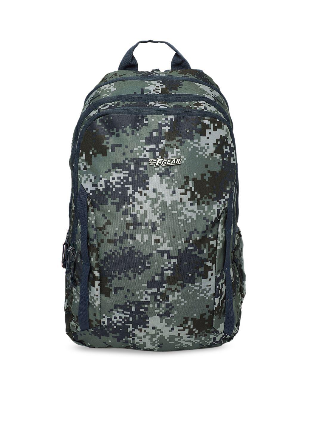 f gear unisex blue & green printed backpack