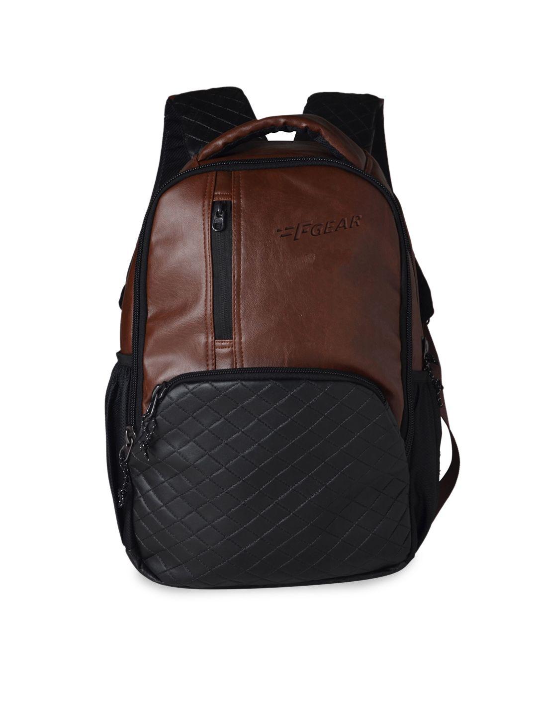 f gear unisex brown & black colourblocked backpack