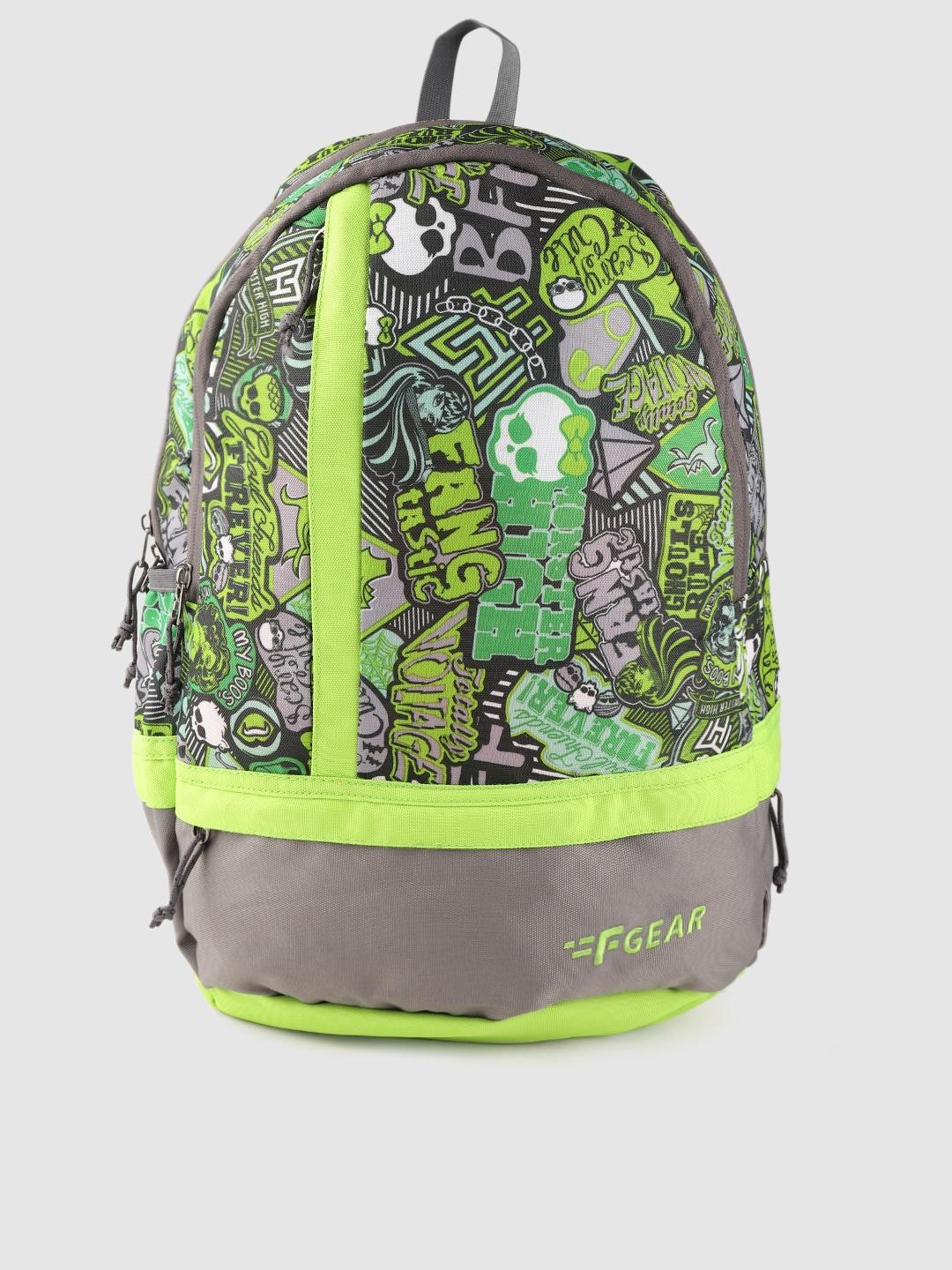 f gear unisex green & grey graphic laptop backpack
