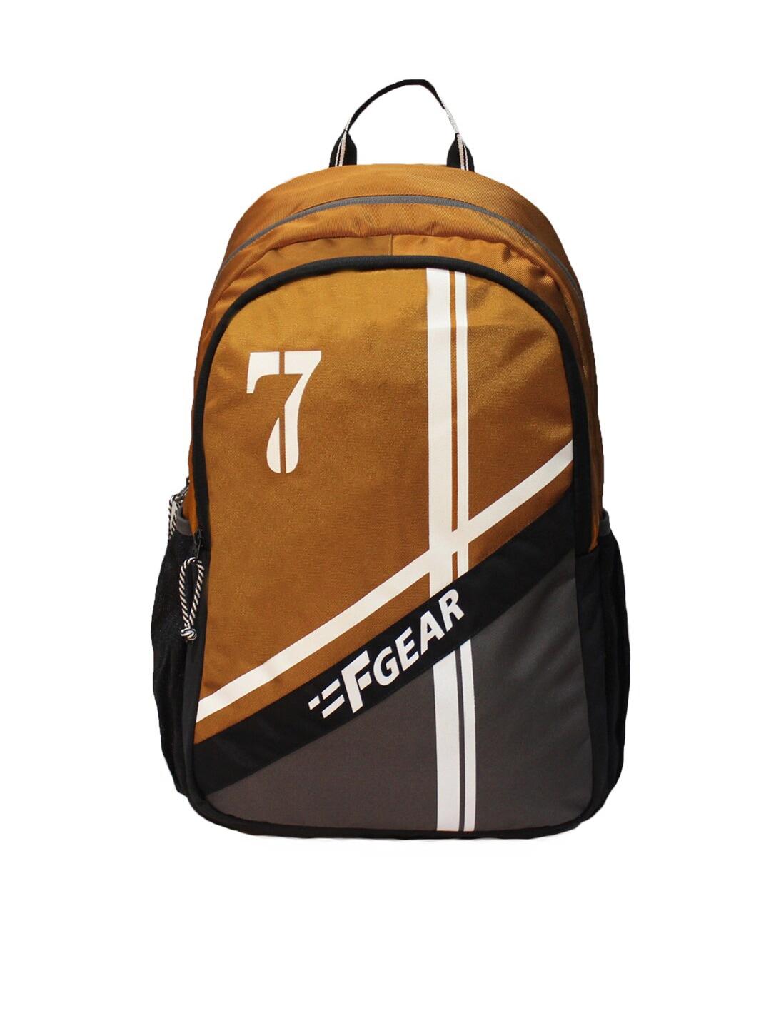 f gear unisex mustard & black colourblocked contrast detail backpack