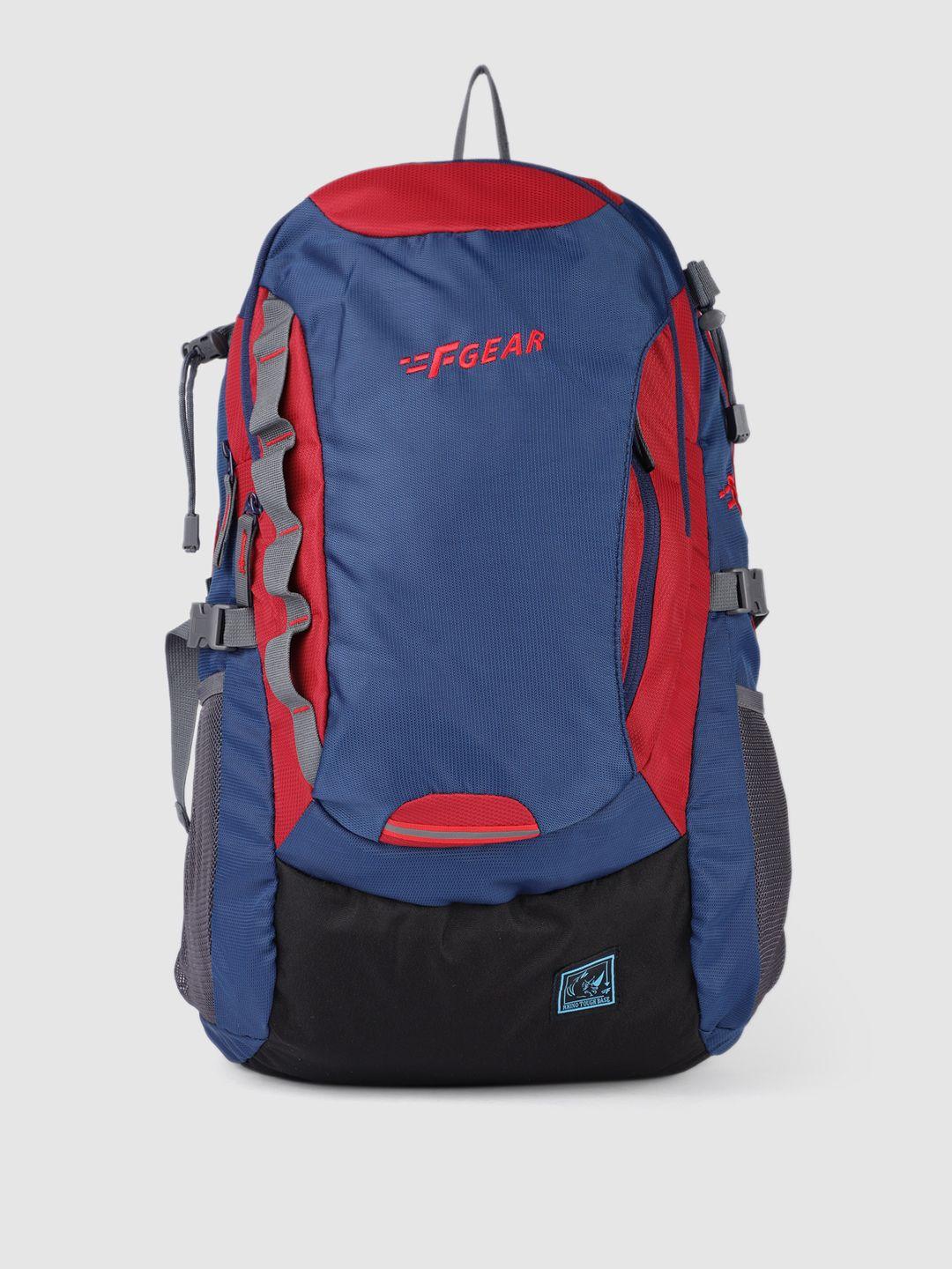 f gear unisex navy blue & red colourblocked fortune laptop backpack
