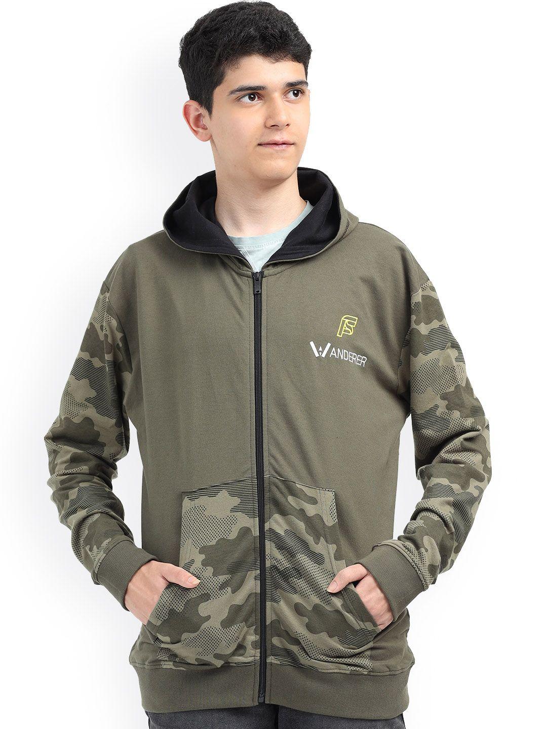 f&s boys camouflage printed hooded cotton bomber jacket