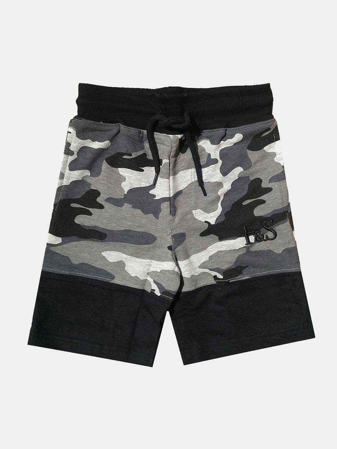 f&s boys pure cotton camouflage printed shorts