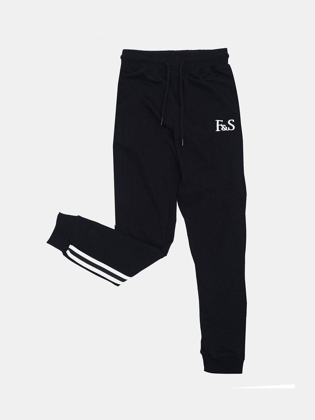 f&s boys solid pure cotton regular fit joggers