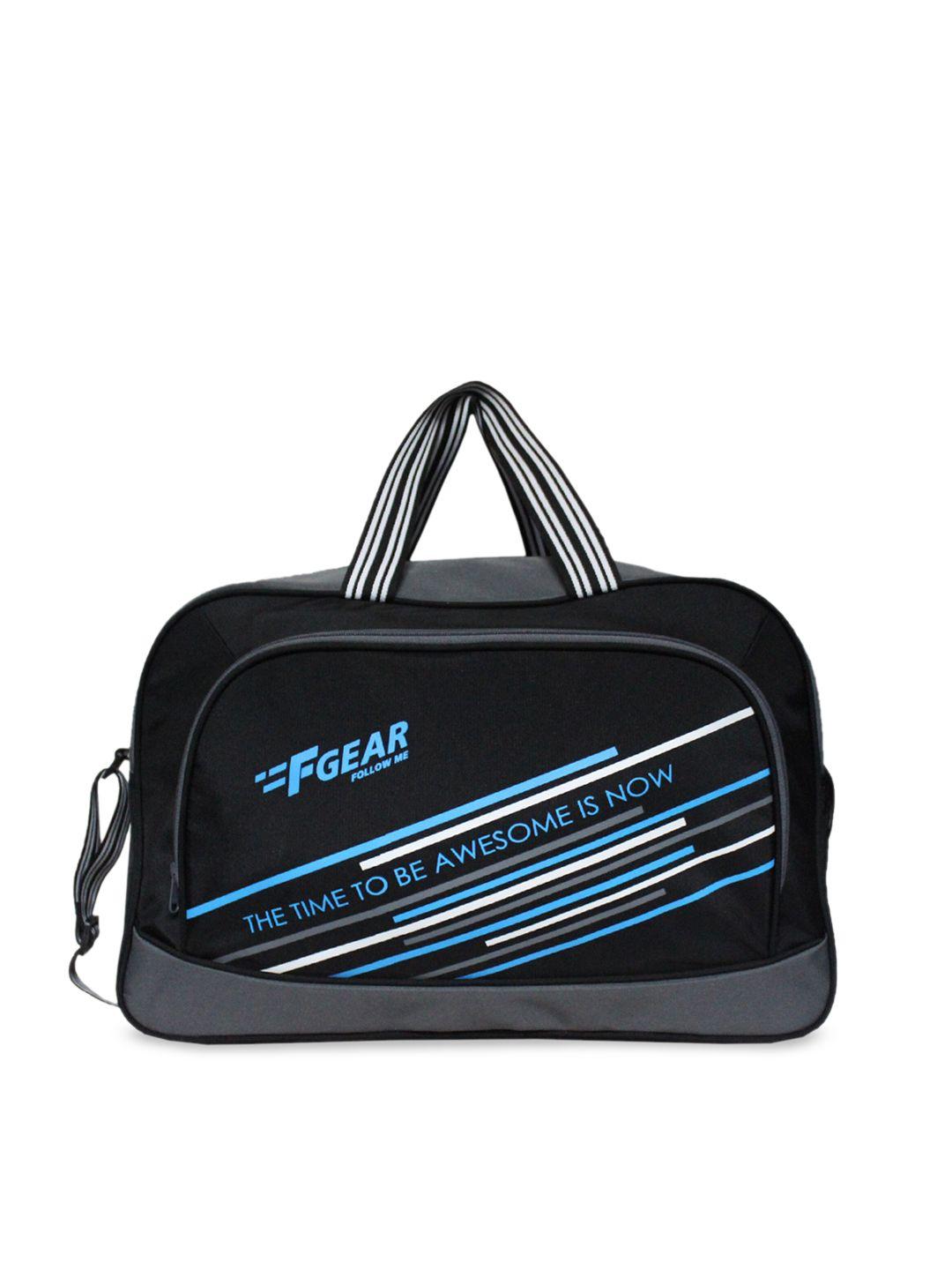 f gear black & blue printed duffle bag