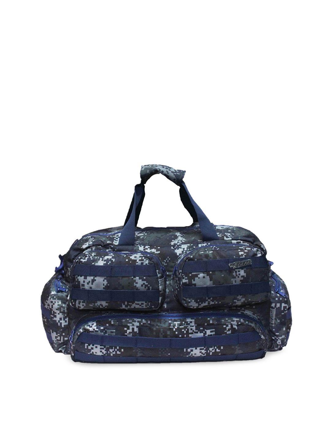 f gear blue & grey printed duffel bag