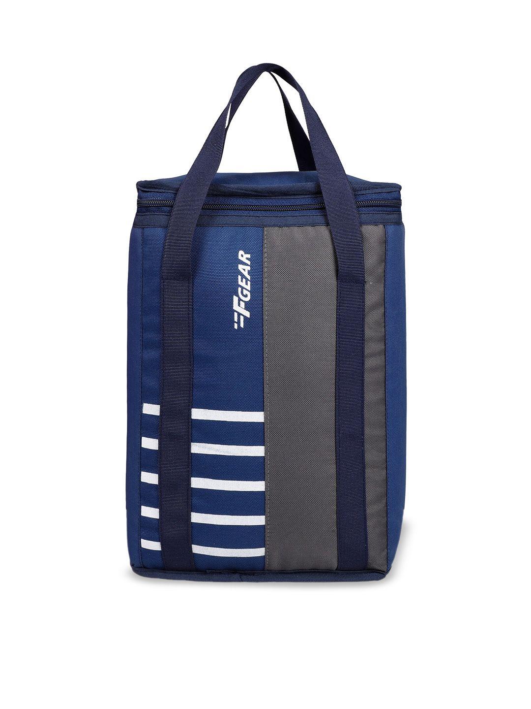 f gear grey & navy blue colourblocked lunch bag