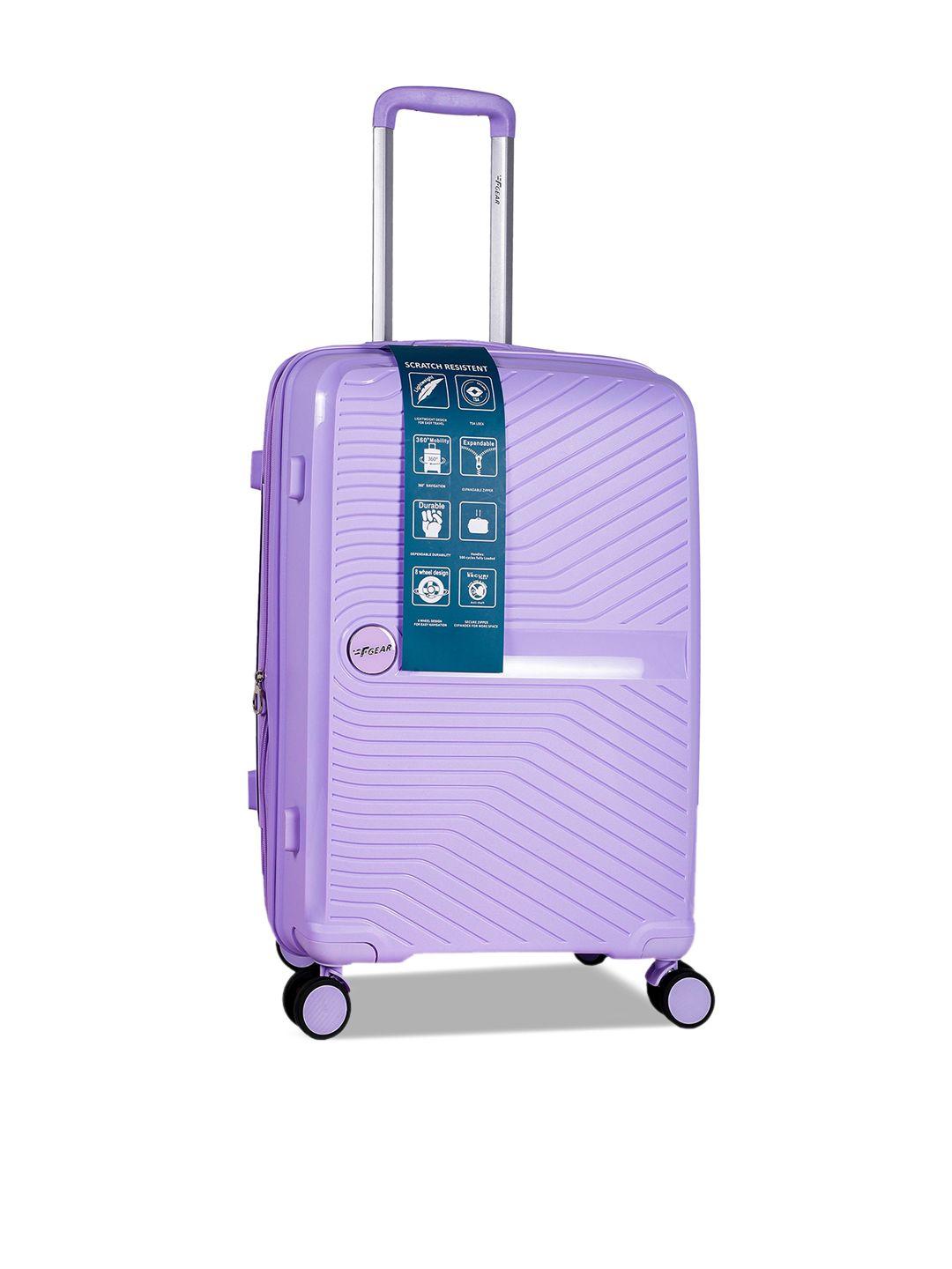 f gear lavender colored textured hard-sided medium size trolley bag