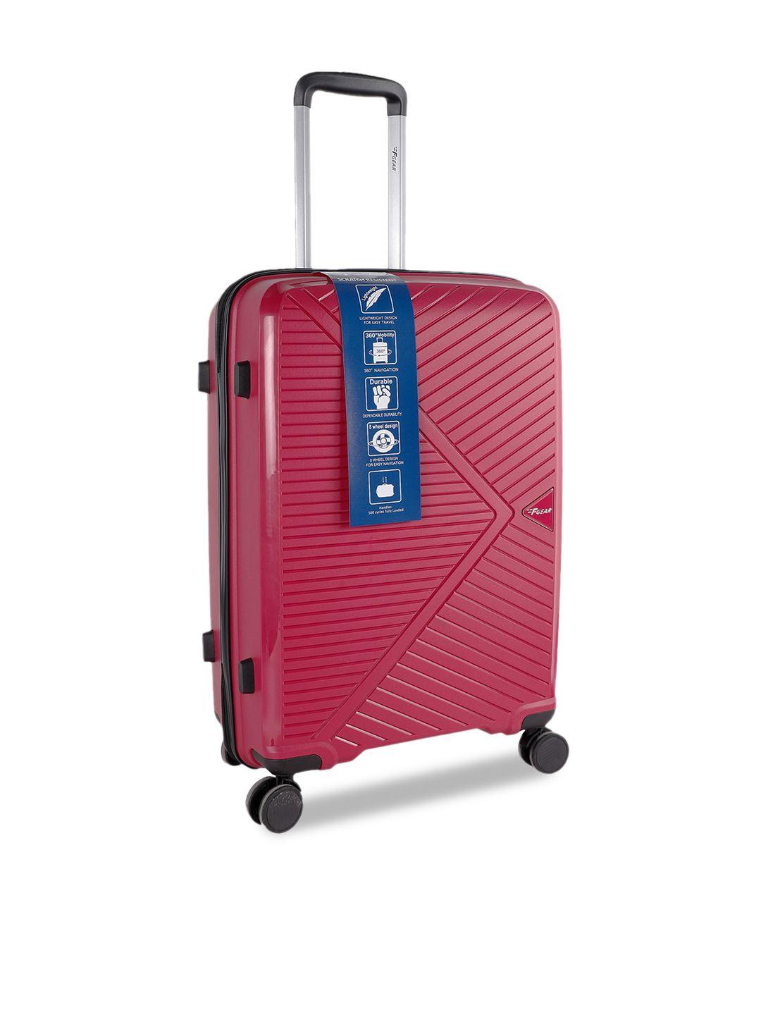 f gear pink textured large trolley bag