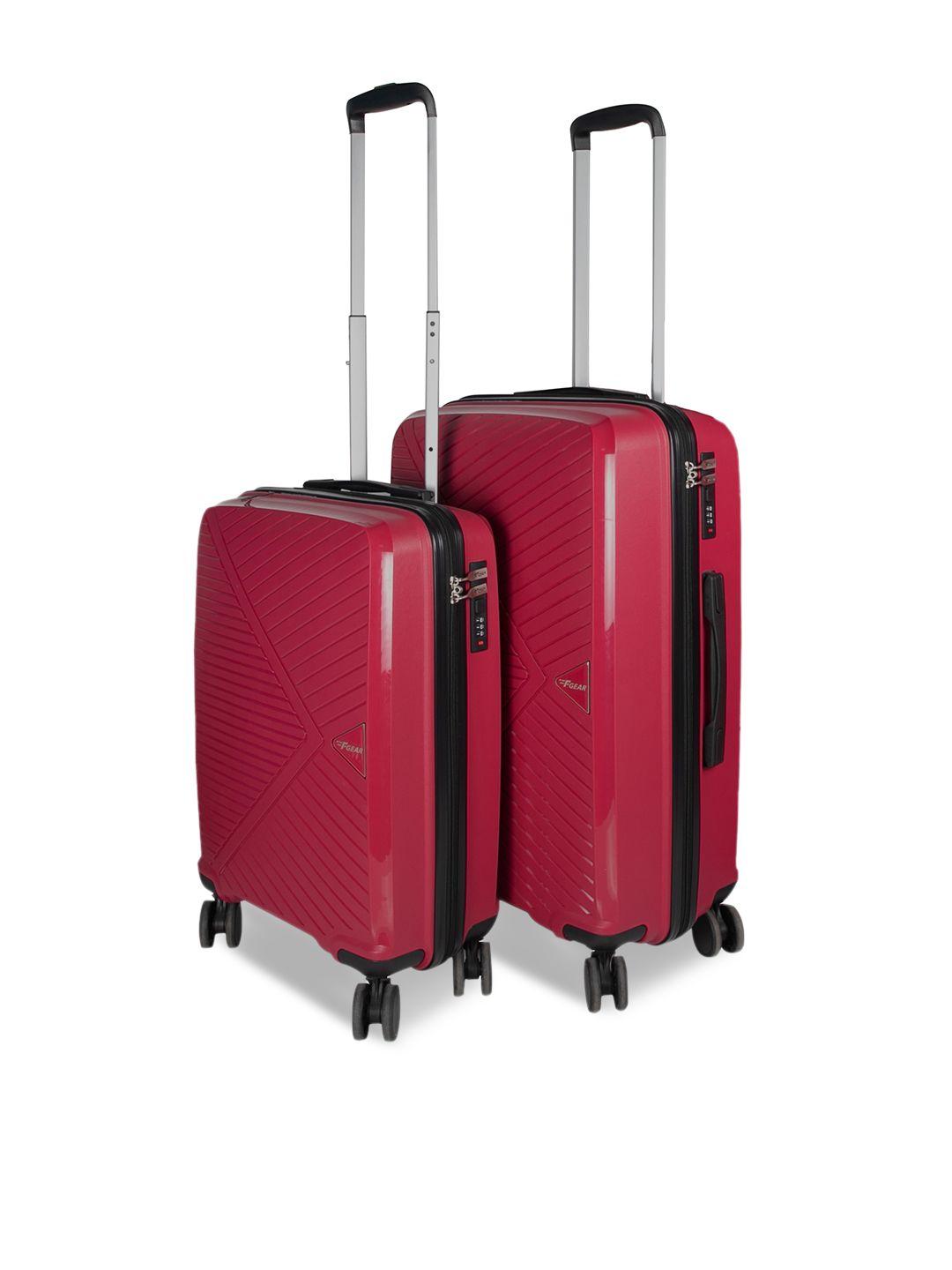 f gear set of 2 textured hard-sided lightweight trolley suitcase