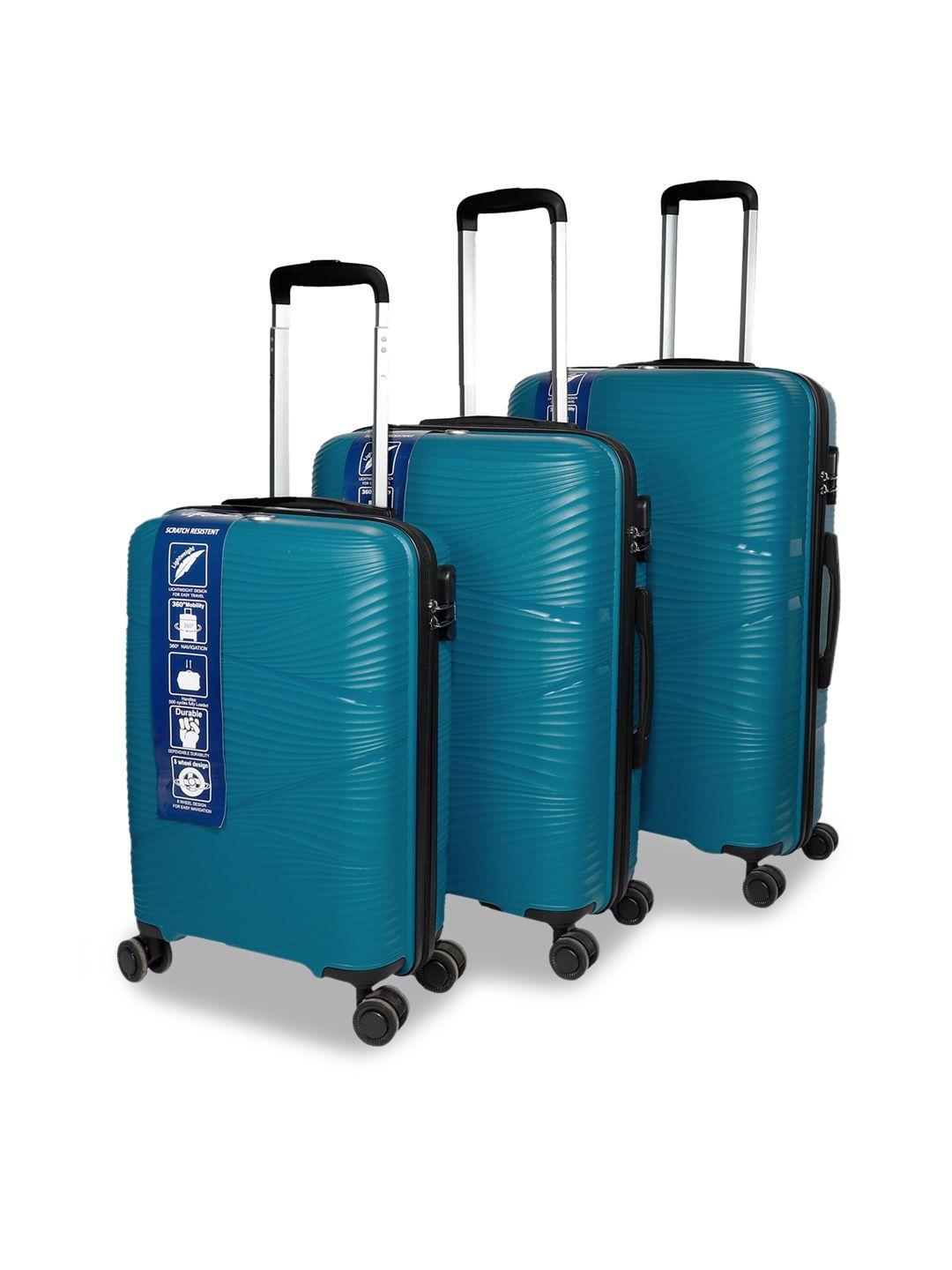 f gear set of 3 textured hard-sided trolley bags