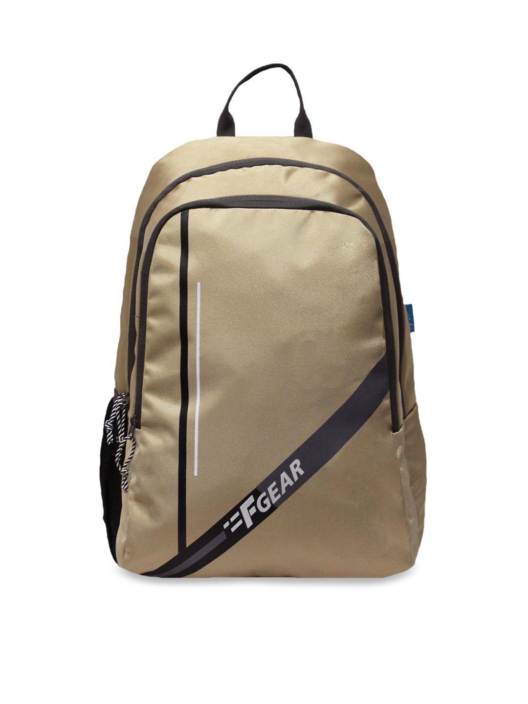 f gear unisex beige & black brand logo contrast detail backpack