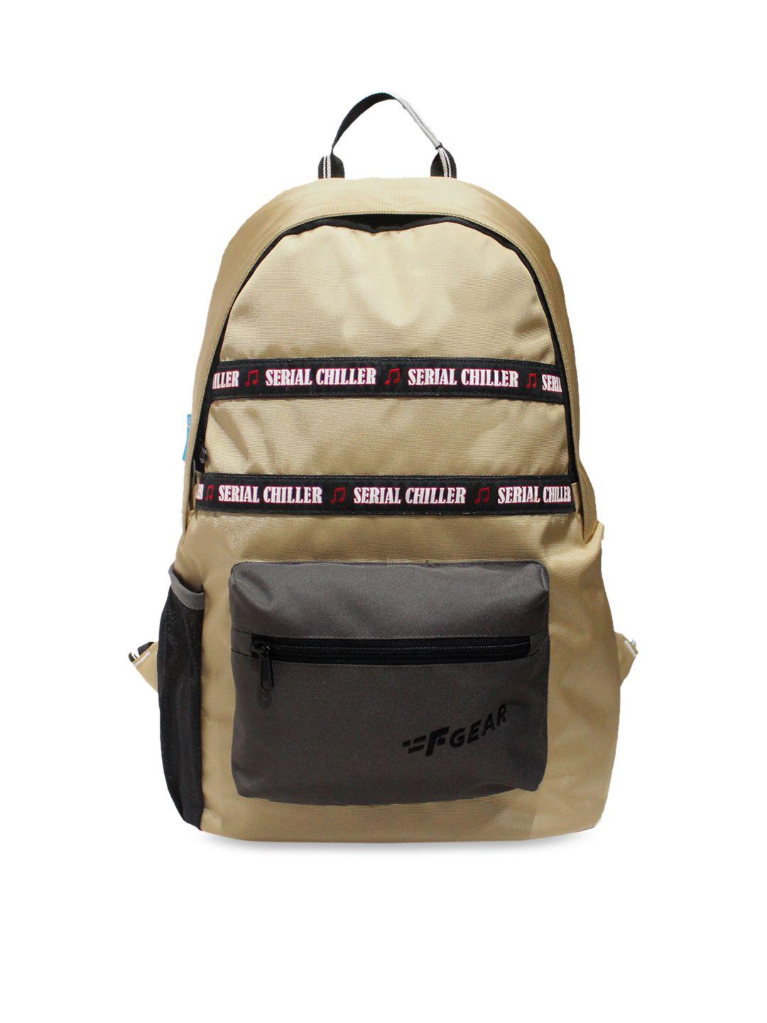 f gear unisex beige & charcoal colourblocked backpack