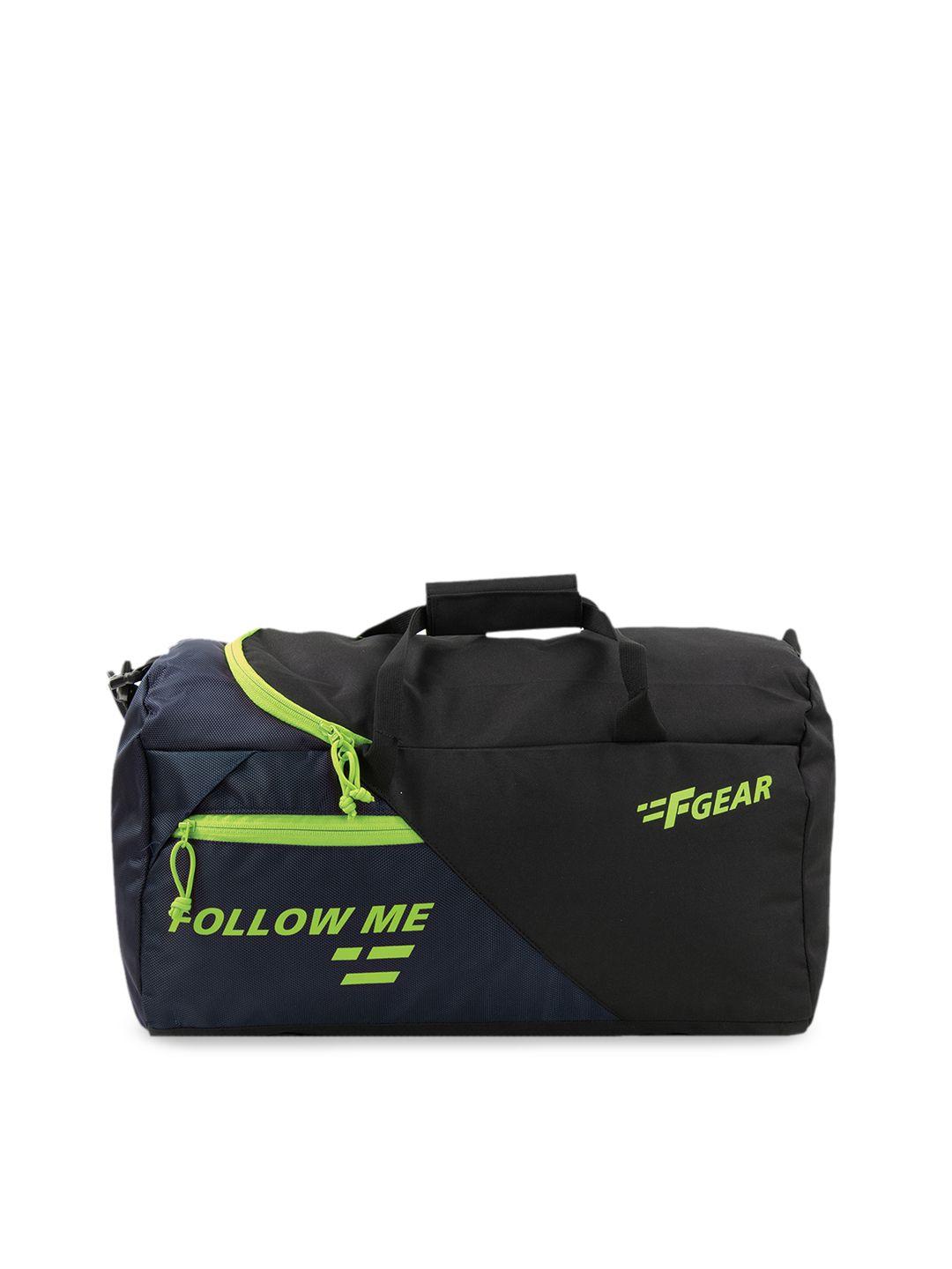 f gear unisex black & navy blue colourblocked apex grn gym duffle bag