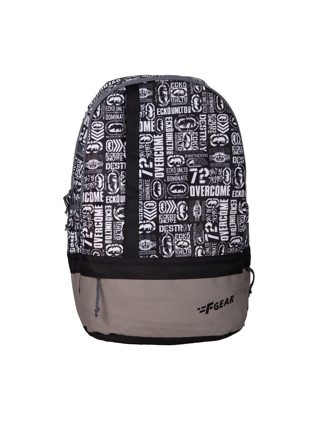 f gear unisex black & white typography backpack