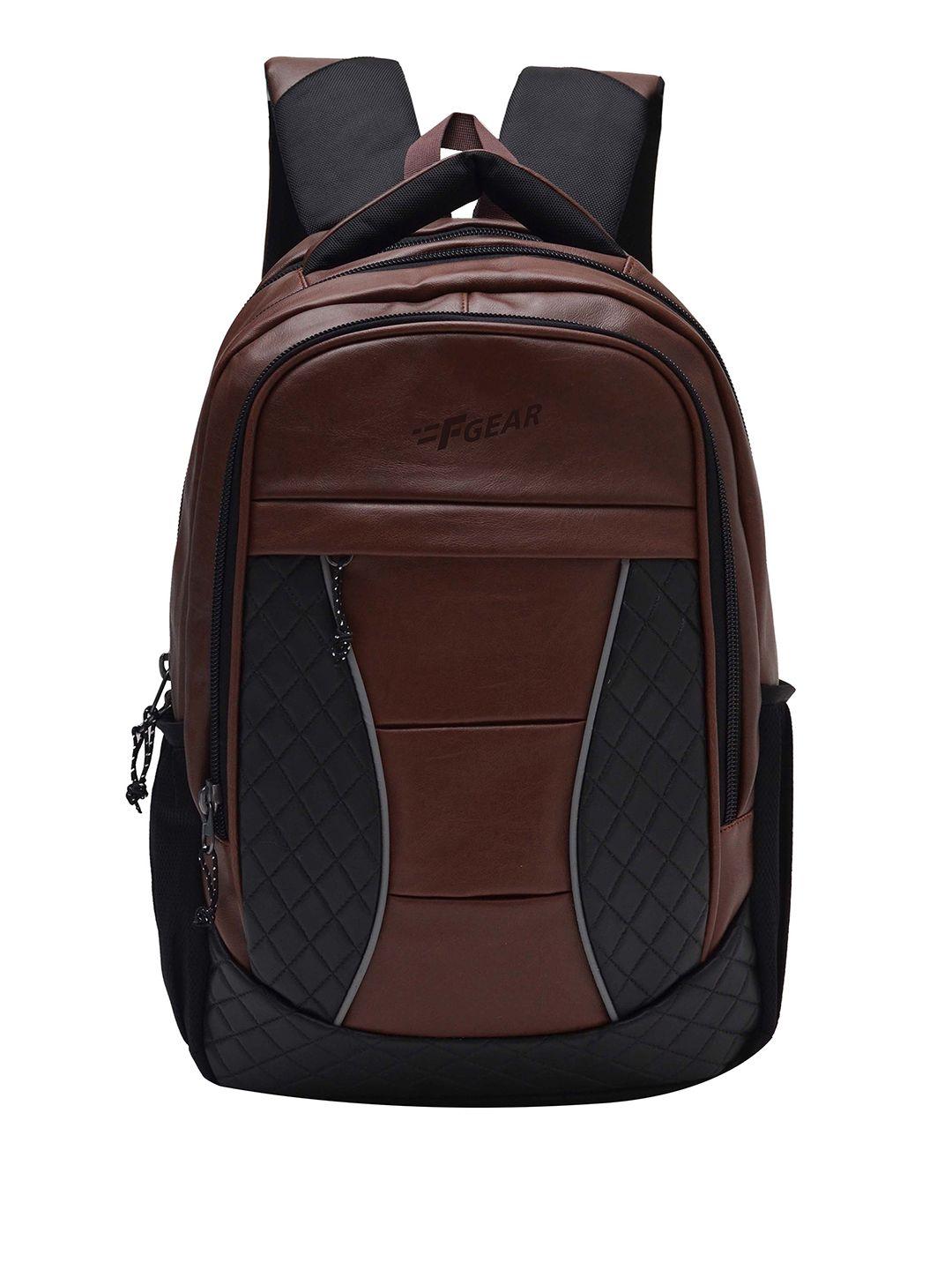 f gear unisex brown & black colourblocked backpack