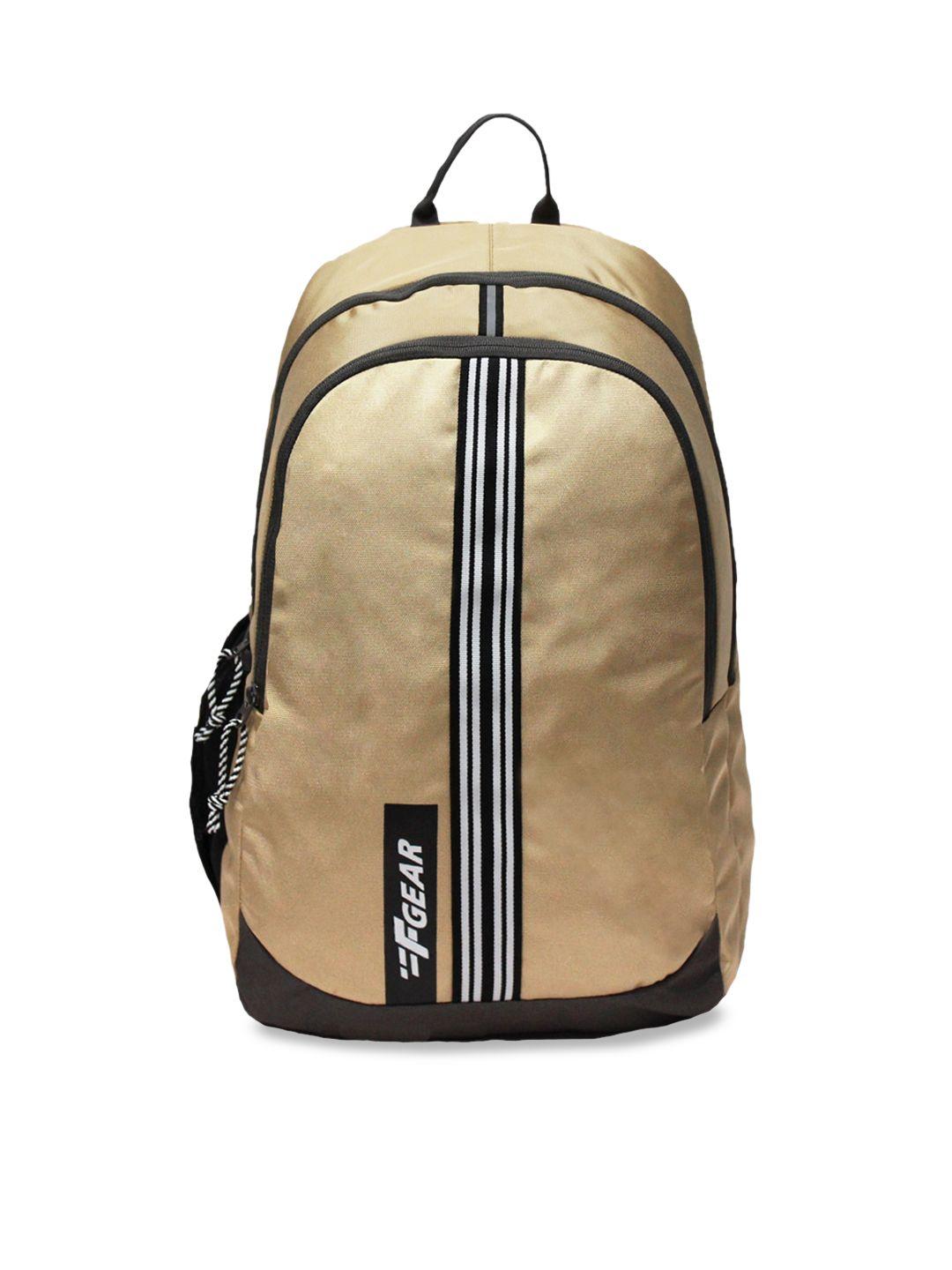 f gear unisex cream-coloured & black contrast detail backpack