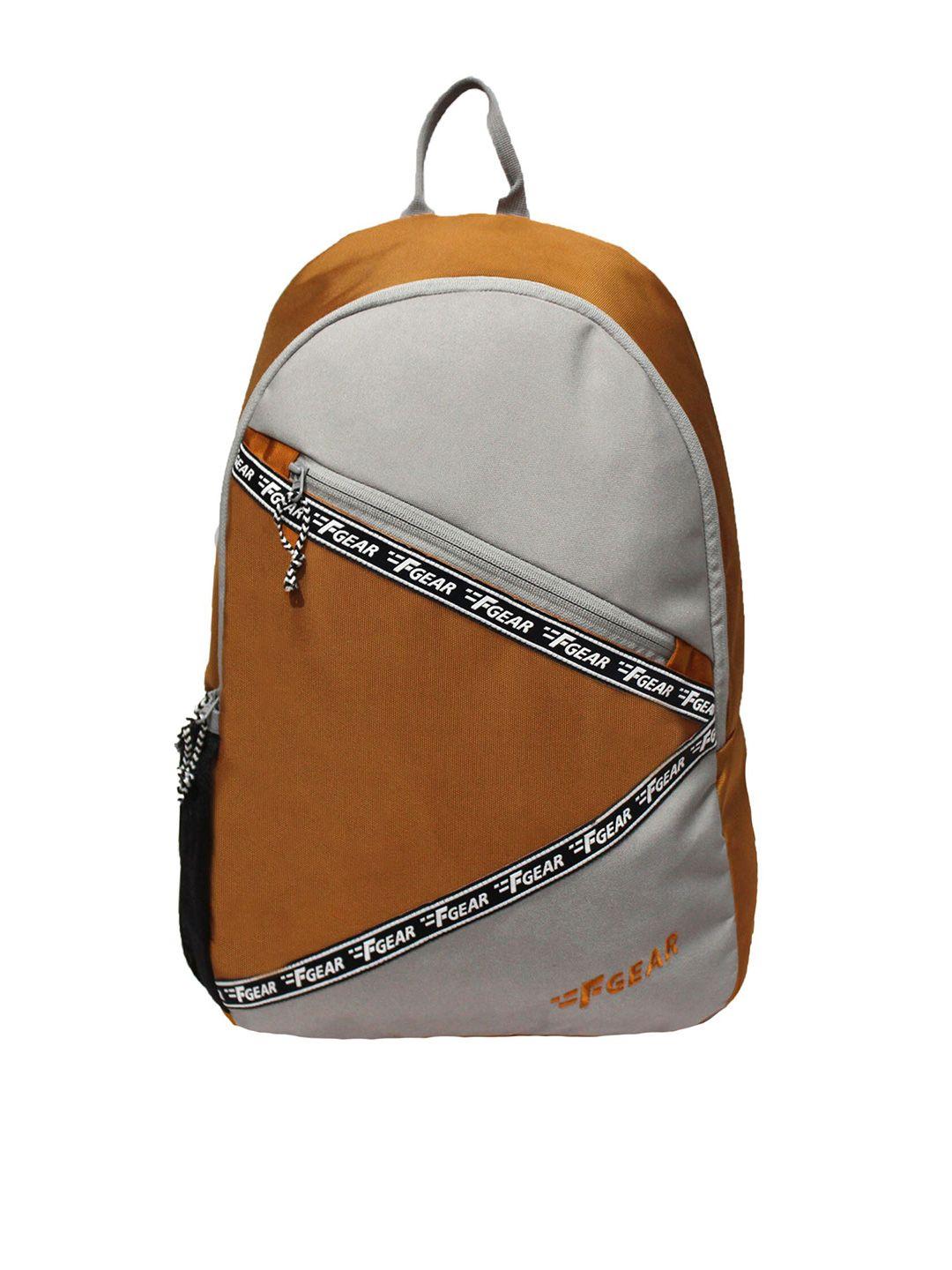 f gear unisex gold-toned & grey colourblocked backpack